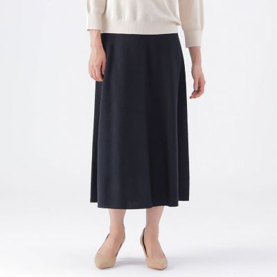 ＜TRANSWORK (Women)＞【ウォッシャブル】コンフォートバイカラーニットスカート