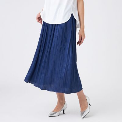 ＜TRANSWORK (Women)＞【ウォッシャブル】プリーツ調バックサテンスカート