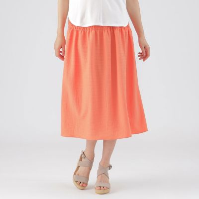 ＜TRANSWORK (Women)＞【ウォッシャブル】アンティークバックサテンシャーリングスカート