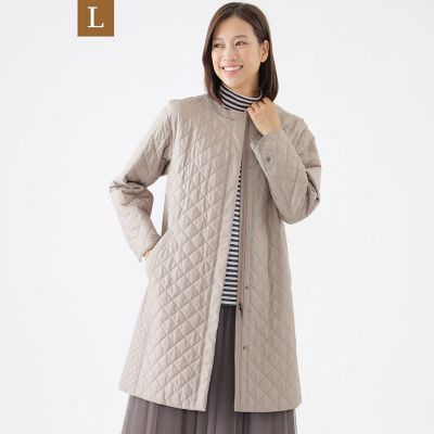 ＜TRANSWORK L (Women/大きいサイズ)＞【Ｌ】【吸湿発熱】【消臭】キルティングタフタノーカラーコート