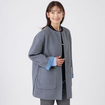 L】【ウォッシャブル】リバーシブルバイカラーリバーメルトンコート