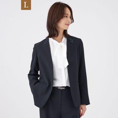 ＜TRANSWORK L (Women/大きいサイズ)＞【Ｌ】【美シリーズ・セットアップ対応・ウォッシャブル】バックサテンジョーゼットジャケット