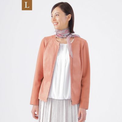 ＜TRANSWORK L (Women/大きいサイズ)＞【Ｌ】【ウォッシャブル】ストレッチスエードニットコンビジャケット