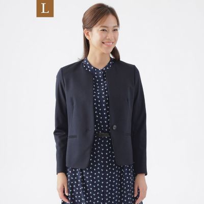 ＜TRANSWORK L (Women/大きいサイズ)＞【Ｌ】【美シリーズ】【ウォッシャブル】【セットアップ対応】トリアセスビンモクロディノーカラージャケット