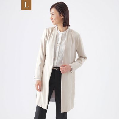 ＜TRANSWORK L (Women/大きいサイズ)＞【Ｌ】【ウォッシャブル】ストレッチスエードロングカーディガン