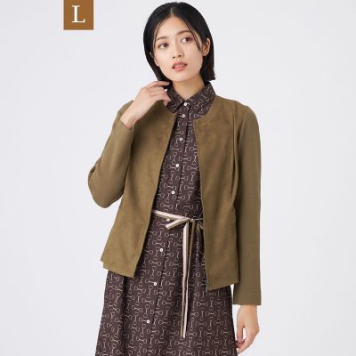 ＜TRANSWORK L (Women/大きいサイズ)＞【Ｌ】【ウォッシャブル】ストレッチスエードコンビジャケット