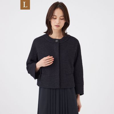 ＜TRANSWORK L (Women/大きいサイズ)＞【Ｌ】【ウォッシャブル】ミックスツィードジャケット