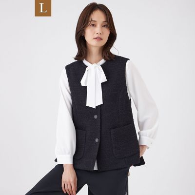 ＜TRANSWORK L (Women/大きいサイズ)＞【Ｌ】【ウォッシャブル】ミックスツィードジレ