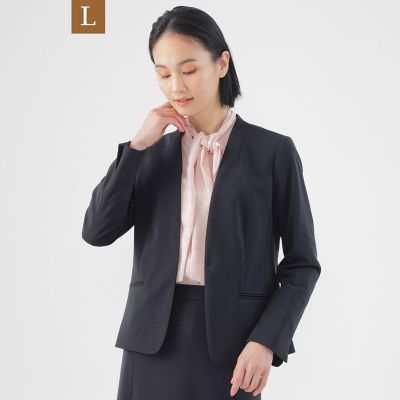 ＜TRANSWORK L (Women/大きいサイズ)＞【Ｌ】【美シリーズ】【ウォッシャブル】【セットアップ対応】トリアセトリコノーカラージャケット