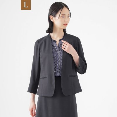 ＜TRANSWORK L (Women/大きいサイズ)＞【Ｌ】【美シリーズ】【ＵＶ対策】【着用しわ軽減】【ウォッシャブル】エアリーコードレーンノーカラージャケット