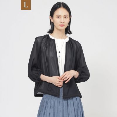 ＜TRANSWORK L (Women/大きいサイズ)＞【Ｌ】【ウォッシャブル】麻調メッシュブルゾン