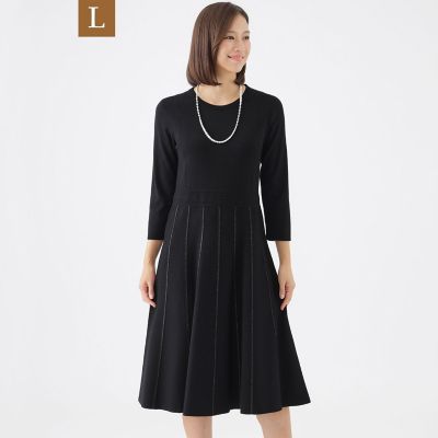 ＜TRANSWORK L (Women/大きいサイズ)＞【Ｌ】【ウォッシャブル】オータムコンフォートストレッチニットドレス