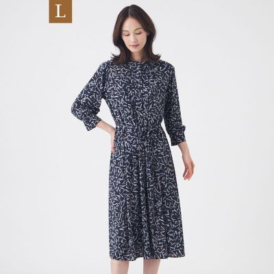 ＜TRANSWORK L (Women/大きいサイズ)＞【Ｌ】【ウォッシャブル】強撚スムースプリントワンピース