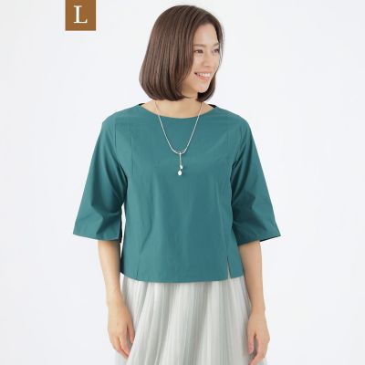 ＜TRANSWORK L (Women/大きいサイズ)＞【Ｌ】【弱はっ水】【ウォッシャブル】ストレッチブロードプルオーバーブラウス