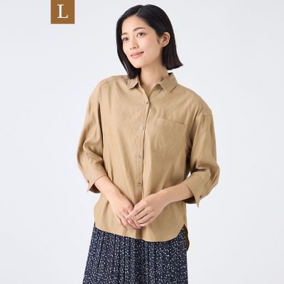 ＜TRANSWORK L (Women/大きいサイズ)＞【Ｌ】【ウォッシャブル】割繊シャンブレーブラウス