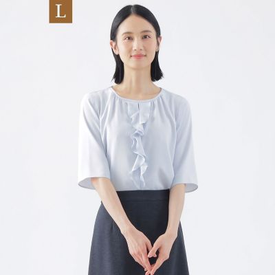 ＜TRANSWORK L (Women/大きいサイズ)＞【Ｌ】【ウォッシャブル】オフショアベネ　ブラウス