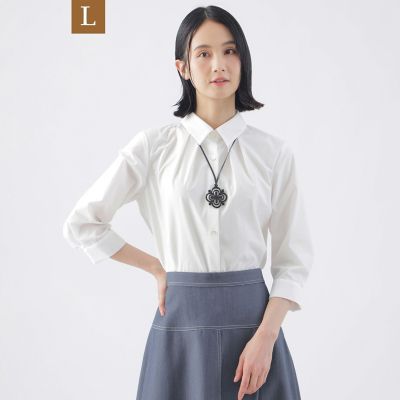 ＜TRANSWORK L (Women/大きいサイズ)＞【Ｌ】【接触冷感】【ＵＶ対策】【ウォッシャブル】ファンクションタイプライターシャツブラウス
