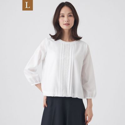 ＜TRANSWORK L (Women/大きいサイズ)＞【Ｌ】【ウォッシャブル】ストレッチファイユブラウス