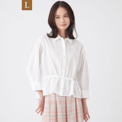＜TRANSWORK L (Women/大きいサイズ)＞【Ｌ】【接触冷感・ウォッシャブル】スラブクレープブラウス