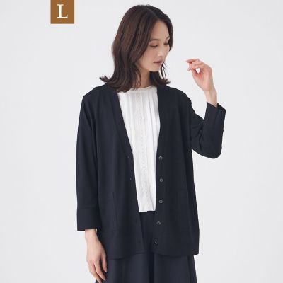 ＜TRANSWORK L (Women/大きいサイズ)＞【Ｌ】【ウォッシャブル】レーヨンストレッチカーディガン