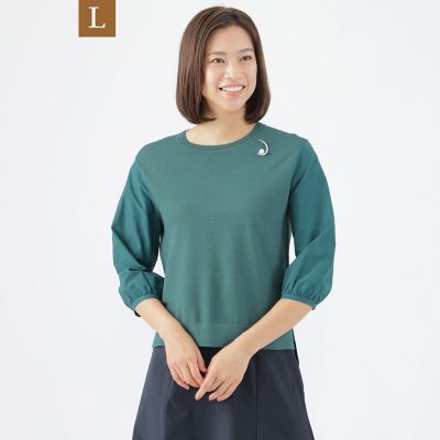 ＜TRANSWORK L (Women/大きいサイズ)＞【Ｌ】【接触冷感】【ウォッシャブル】レーヨンナイロンプルオーバーニット