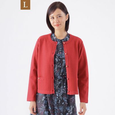 ＜TRANSWORK L (Women/大きいサイズ)＞【Ｌ】【ウォッシャブル】ミニブークレーカーディガン