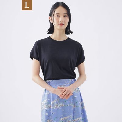 ＜TRANSWORK L (Women/大きいサイズ)＞【Ｌ】【ウォッシャブル】レーヨンストレッチフレンチスリーブニット