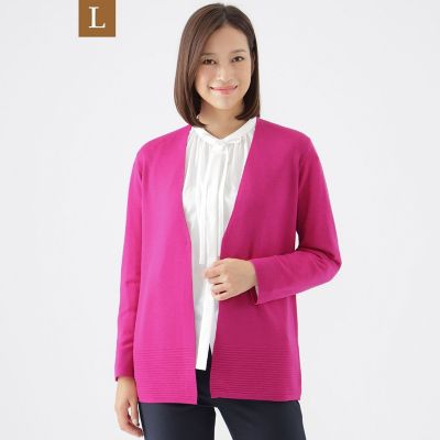 ＜TRANSWORK L (Women/大きいサイズ)＞【Ｌ】【ウォッシャブル】エクストラファインウールカーディガン