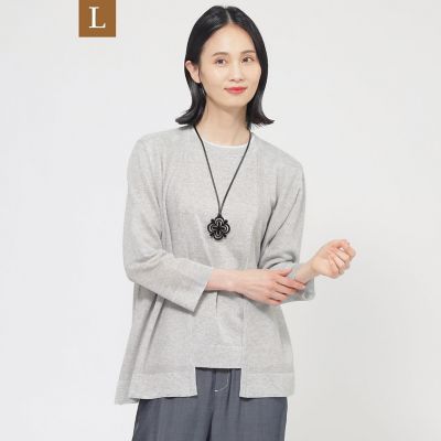 ＜TRANSWORK L (Women/大きいサイズ)＞【Ｌ】【ウォッシャブル】ルレックスシアーＶネックカーディガン