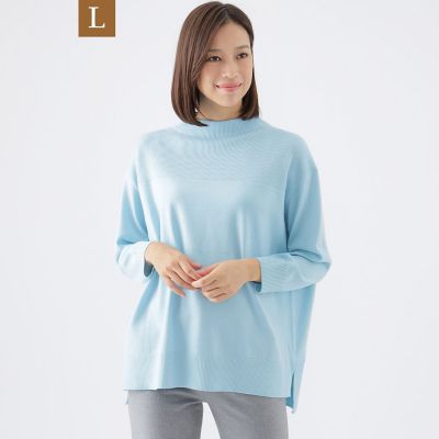 ＜TRANSWORK L (Women/大きいサイズ)＞【Ｌ】【ＷＥＢ・一部店舗限定】【ウォッシャブル】スーパーファインウールチュニックニット