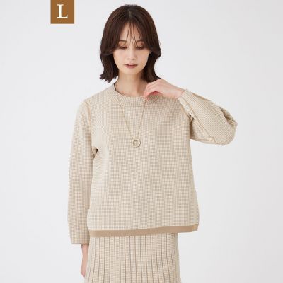 ＜TRANSWORK L (Women/大きいサイズ)＞【Ｌ】【ウォッシャブル】リバーシブルニットプルオーバー