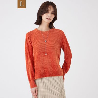 ＜TRANSWORK L (Women/大きいサイズ)＞【Ｌ】【ウォッシャブル】モールヤーン×ＴＥＸＢＲＩＤプルオーバー
