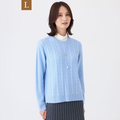 ＜TRANSWORK L (Women/大きいサイズ)＞【Ｌ】【ウォッシャブル】ケーブルニットプルオーバー