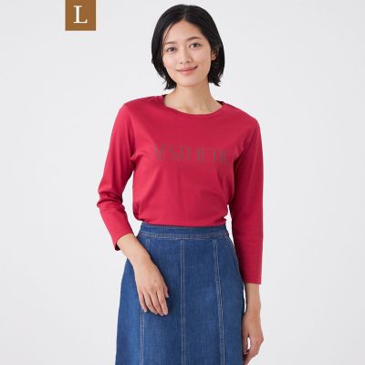 ＜TRANSWORK L (Women/大きいサイズ)＞【Ｌ】【ウォッシャブル】コーコランバイオスムースプリントＴシャツ