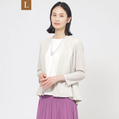 ＜TRANSWORK L (Women/大きいサイズ)＞【Ｌ】【ＵＶ対策】【吸水速乾】【防しわ】【ウォッシャブル】マットフライスジャージショートカーディガン