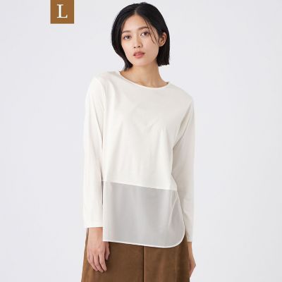 ＜TRANSWORK L (Women/大きいサイズ)＞【Ｌ】【ウォッシャブル】セルローススムースカットソー