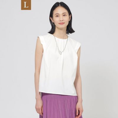 ＜TRANSWORK L (Women/大きいサイズ)＞【Ｌ】【ウォッシャブル】トリコットタックデザインカットソー