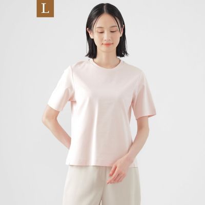 ＜TRANSWORK L (Women/大きいサイズ)＞【Ｌ】【ウォッシャブル】コンパクトコットンポンチクルーネックカットソー
