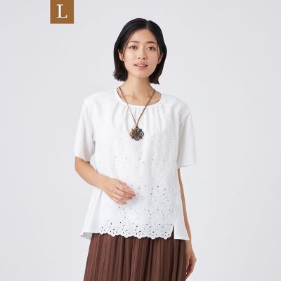 ＜TRANSWORK L (Women/大きいサイズ)＞【Ｌ】【ウォッシャブル】カットワークレースコンビ