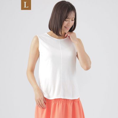 ＜TRANSWORK L (Women/大きいサイズ)＞【Ｌ】【接触冷感】【ウォッシャブル】ルレックスジャージノースリーブプルオーバーカットソー