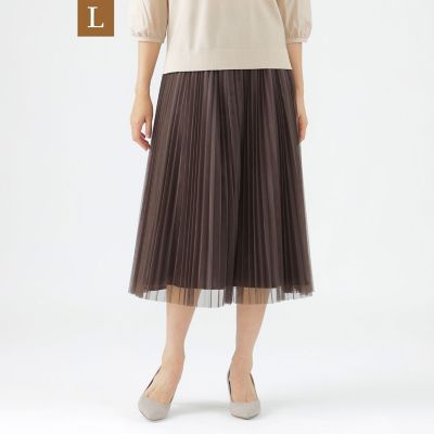 ＜TRANSWORK L (Women/大きいサイズ)＞【新色追加】【Ｌ】【ウォッシャブル】シアーチュールアコーディオンプリーツスカート