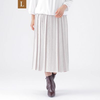 ＜TRANSWORK L (Women/大きいサイズ)＞【Ｌ】【ウォッシャブル】レースジャカードリバーシブルスカート