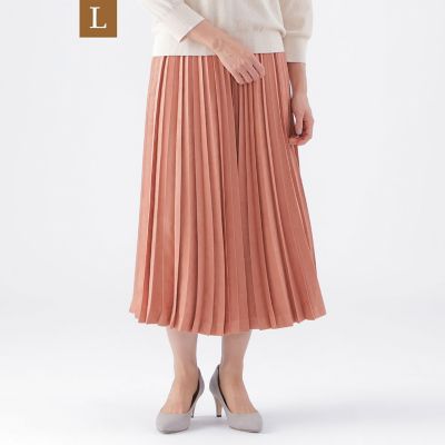 ＜TRANSWORK L (Women/大きいサイズ)＞【Ｌ】【ウォッシャブル】ストレッチスエードプリーツスカート