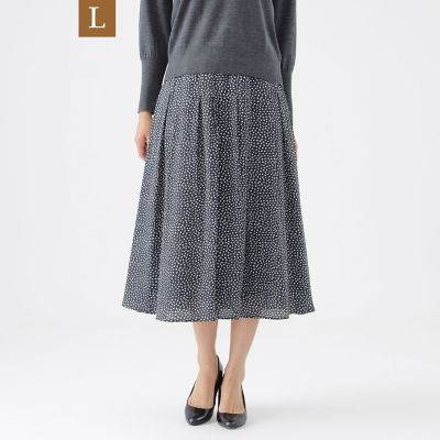 ＜TRANSWORK L (Women/大きいサイズ)＞【Ｌ】【ウォッシャブル】ジオメトリックプリントタックスカート