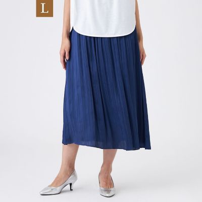 ＜TRANSWORK L (Women/大きいサイズ)＞【Ｌ】【ウォッシャブル】プリーツ調バックサテンスカート