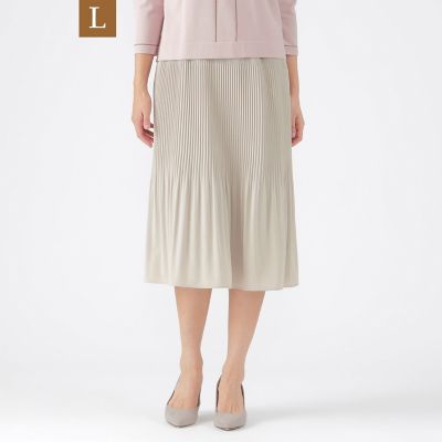 ＜TRANSWORK L (Women/大きいサイズ)＞【Ｌ】【ウォッシャブル】【セットアップ対応】ストレッチドビープリーツスカート