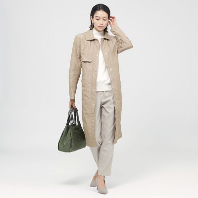 カタログ掲載品】【ウォッシャブル】シャンブレータフタロングコート