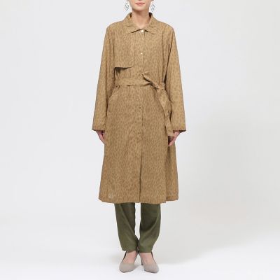 カタログ掲載品】【ウォッシャブル】パンサープリントロングコート