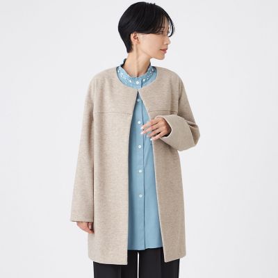 カタログ掲載】【ウォッシャブル】ウールライクジャージ ノーカラー