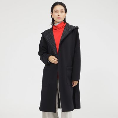 ＜EVEX by KRIZIA (Women)＞＊ＳＴＯＲＹ掲載＊【カタログ掲載品】【ウォッシャブル】【リバーシブル】レオパードダンボールフーデットコーディガン